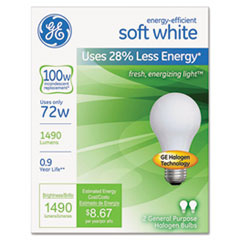 Halogen A-Line Bulb, A19, 100 Watts, 2/Pack