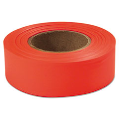 Flagging Tape, Glo-Orange, 1&quot; x 200ft, Plastic