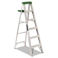 #428 Folding Aluminum Step Ladder, 6 ft, 5-Step, Green