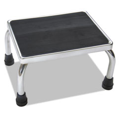 Foot Stool, 16w x 12d x 8 1/4h, Steel, Chrome/Black Mat