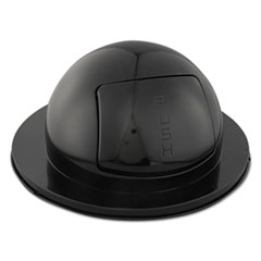 Domed Drum Lid w/Push Door, Round, 24 1/2 x 12 1/4, Black