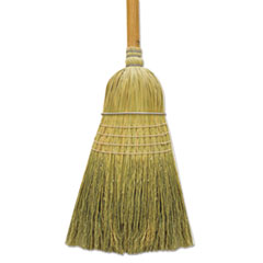 100% Corn Warehouse Brooms, 60&quot;, Black/Natural, 6/Carton