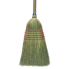 Corn Broom, 56&quot;, Lacquered Wood Handle, Natural, 6/Carto