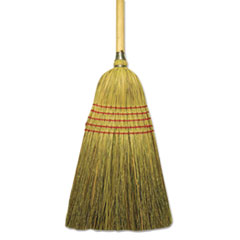 Corn/Fiber Lobby Brooms, 53.5&quot;, Natural, 6/Carton
