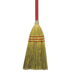 Corn/Fiber Lobby Brooms, 36&quot;, Gray/Natural, 12/Carton