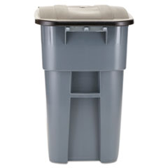 Brute Rollout Container, Square, Plastic, 50gal, Gray