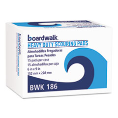 Heavy-Duty Scour Pad, Green, 6 x 9, 15/Carton