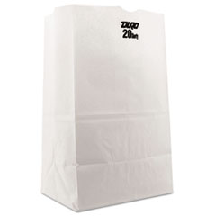 #20 Squat Paper Grocery Bag, 40lb White, Std 8 1/4 x 5