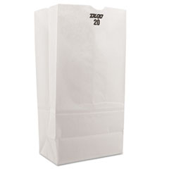 #20 Paper Grocery Bag, 40lb White, Standard 8 1/4 x 5