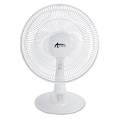 12&quot; 3-Speed Oscillating Desk Fan, Plastic, White