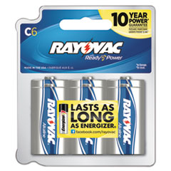 Alkaline Battery, C, 6/Pack