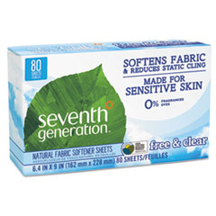 Natural Fabric Softener Sheets, Free &amp; Clear, 80/Box,