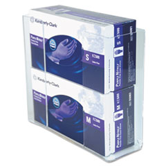 Wall-Mount Glove Box Holder, 2-Box, Acrylic, Clear, 11 x 3