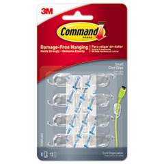 Cord Clip, Small, 1/2&quot;W, w/Adhesive, Clear, 8/Pack