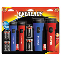 LED Economy Flashlight, AA/D, Black/Blue/Red