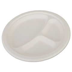 ChampWare Heavyweight Bagasse Dinnerware, 3-C Plate, 10&quot;,
