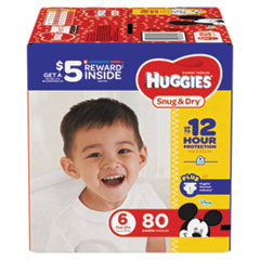 Snug and Dry Diapers, Size 6, 35 lb min, 80/Pack