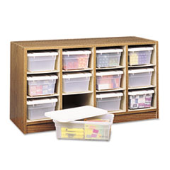 Modular Wood/Plastic 12 Bin Supplies Organizer, 34 x 13 x