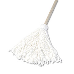 Deck Mop, 48&quot; Wooden Handle, 16oz Rayon Fiber Head, 6/Pack