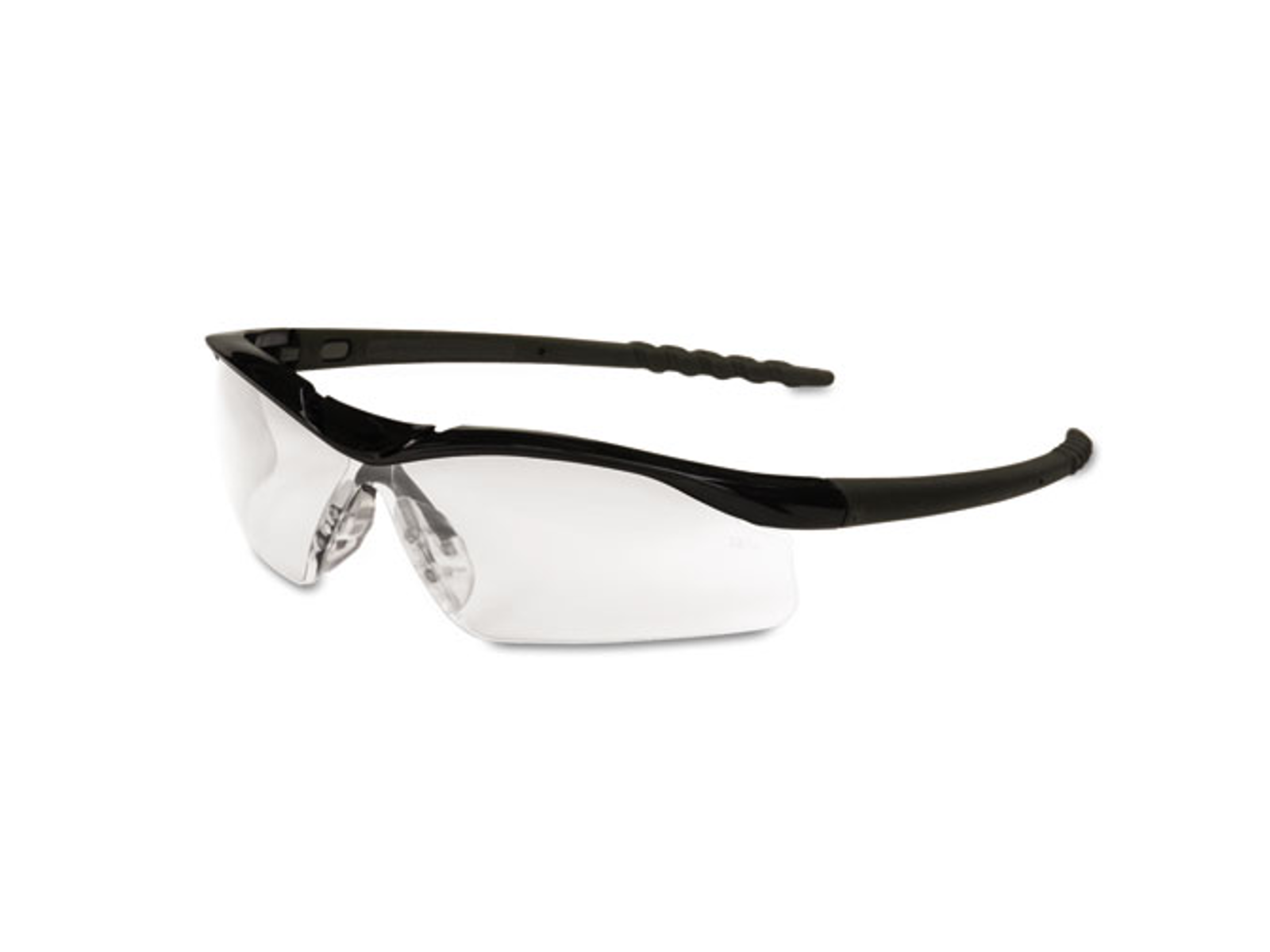 MCR SAFETY DALLAS WRAPAROUND SAFETY GLASSES, BLACK FRAME,