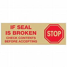 CARTON SEALING TAPE HAND HOT MELT &quot;STOP CHECK CONTENTS&quot;
