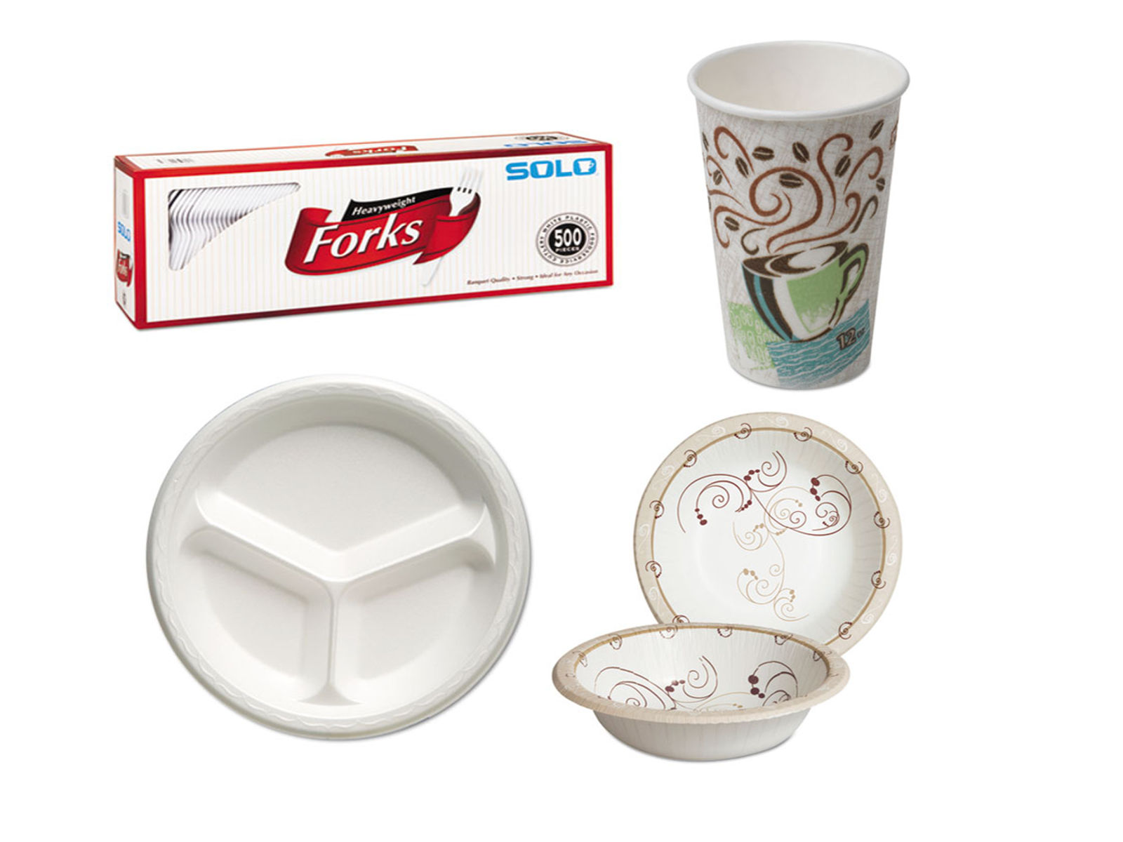 CUPS PLATES &amp; UTENSILS