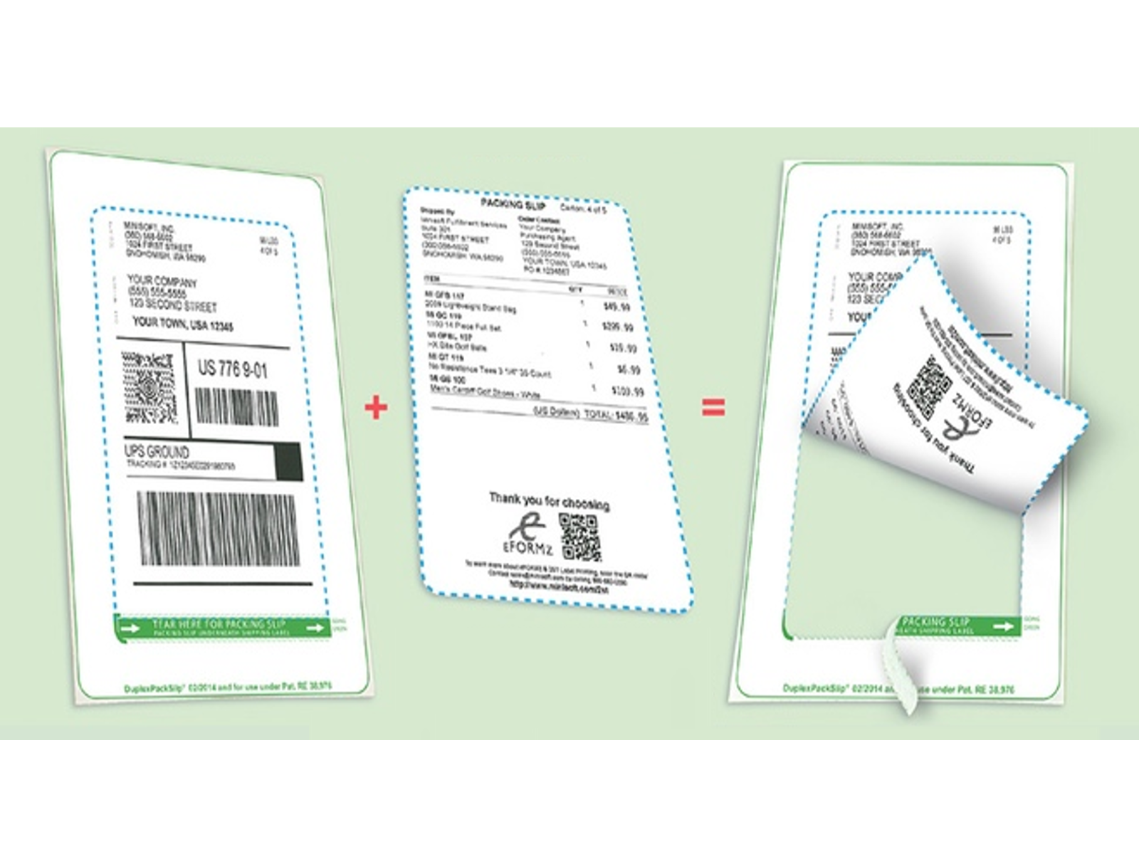 Duplex Pack Slip Direct Thermal over Direct Thermal -
